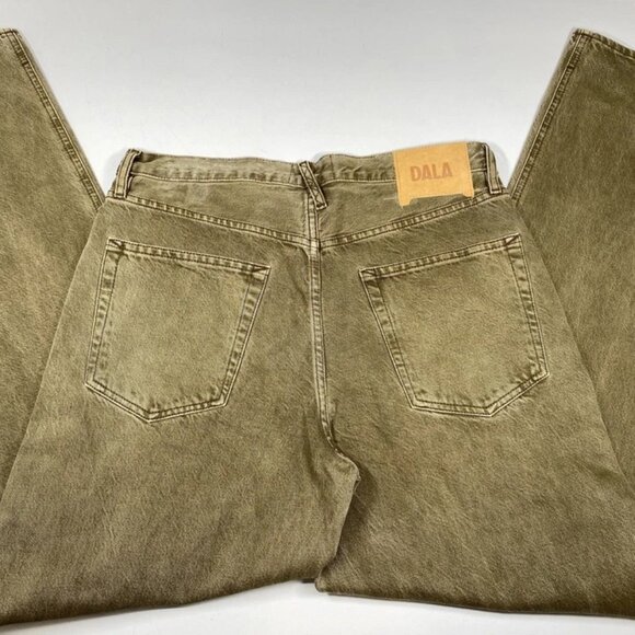 Dala Women’s Jeans Dark Olive Green Size 27 Shore Full Loose Straight Cotton - Picture 3 of 8